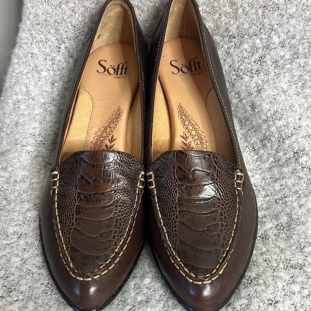 Sofft‎ Brown Crocodile pattern Leather upper pump… - image 5